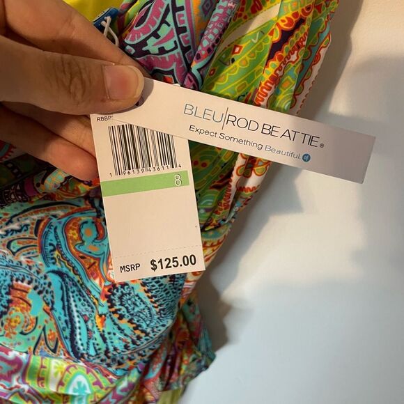 Bleu Rod Beattie Rufflicious One-Piece Multicolor Paisley Size 8 NEW - Picture 3 of 9